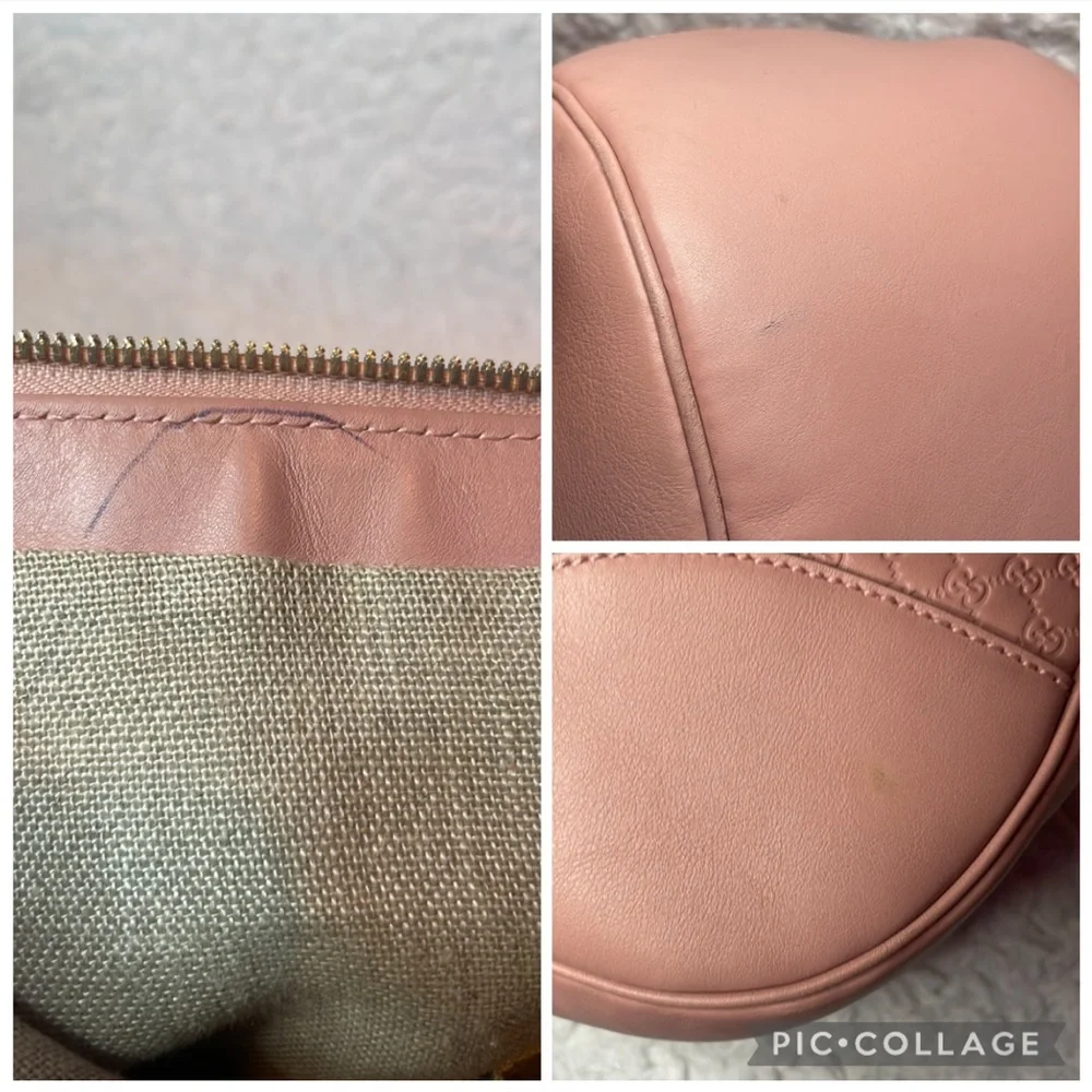 Gucci GG Microguccissima Monogram Bree Pink Leather Hobo Zip Shoulder Bag Purse